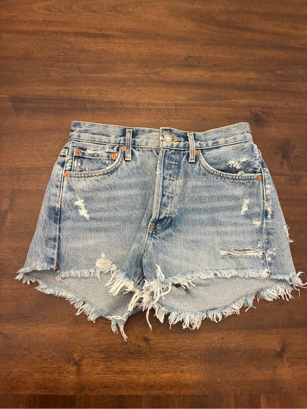 Agolde Parker Jean Shorts Women’s 24 Denim Cut Off Distressed Button Fly